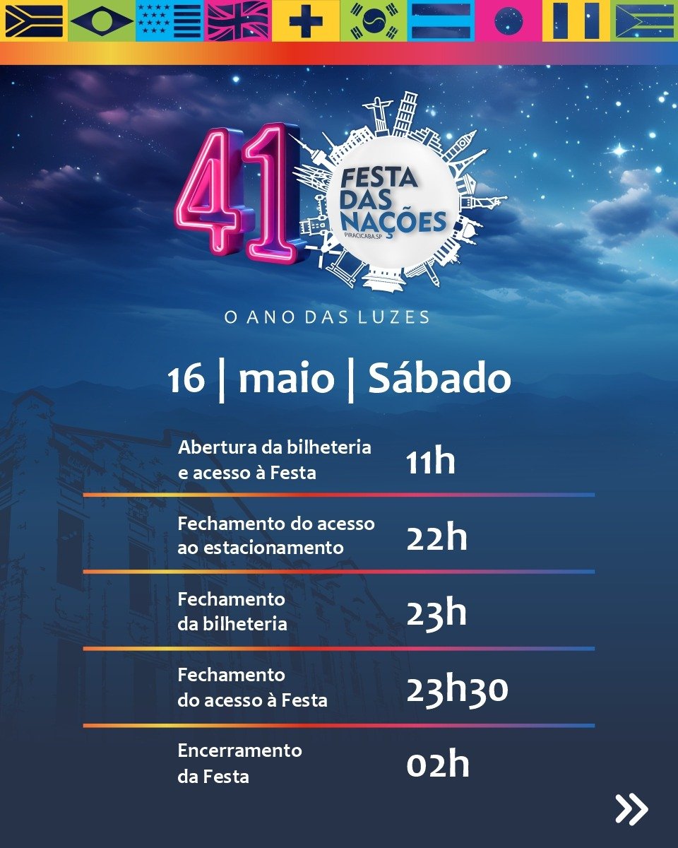 Horários — Quarta-feira 13/05