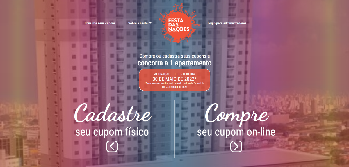 Compre ou cadastre seus cupons e concorra a 1 apartamento